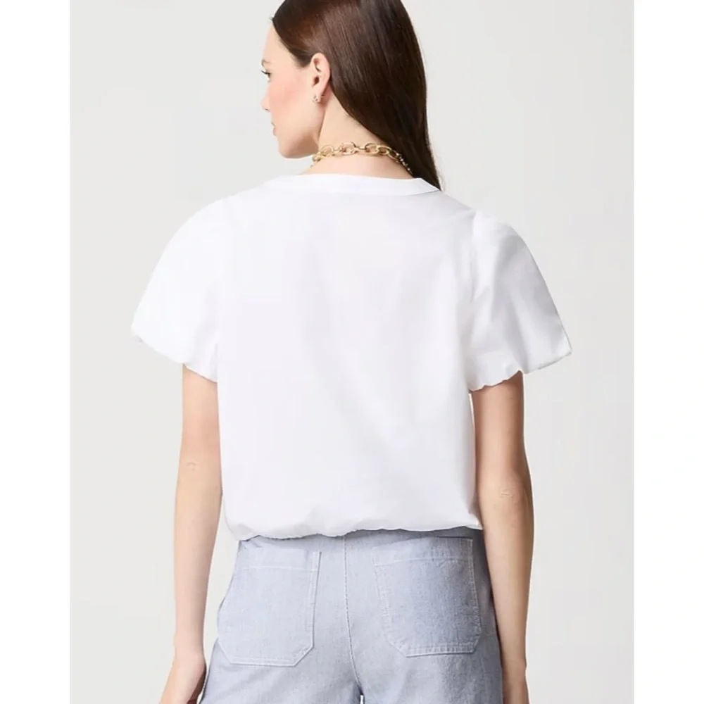 NWT J. Crew Puff-sleeve Tie-waist Top White